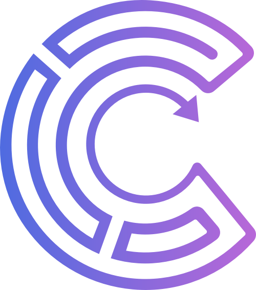 紫色漸變箭頭半圓字母C矢量標(biāo)志圖片 logo png